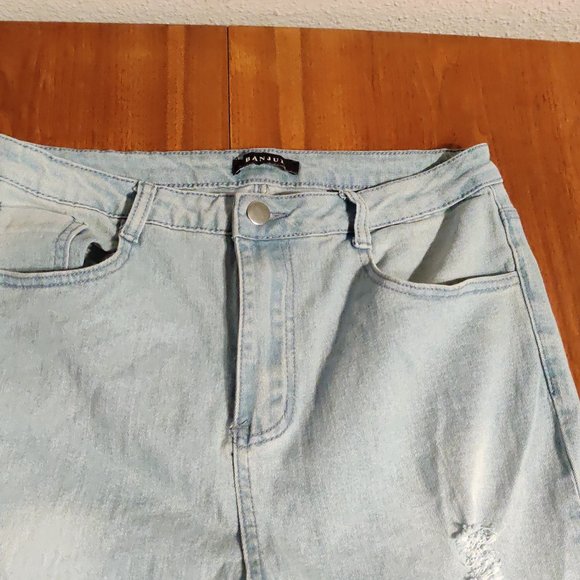 Banjul Boho Bell Bottom Distressed Womens Jeans L - Picture 6 of 11
